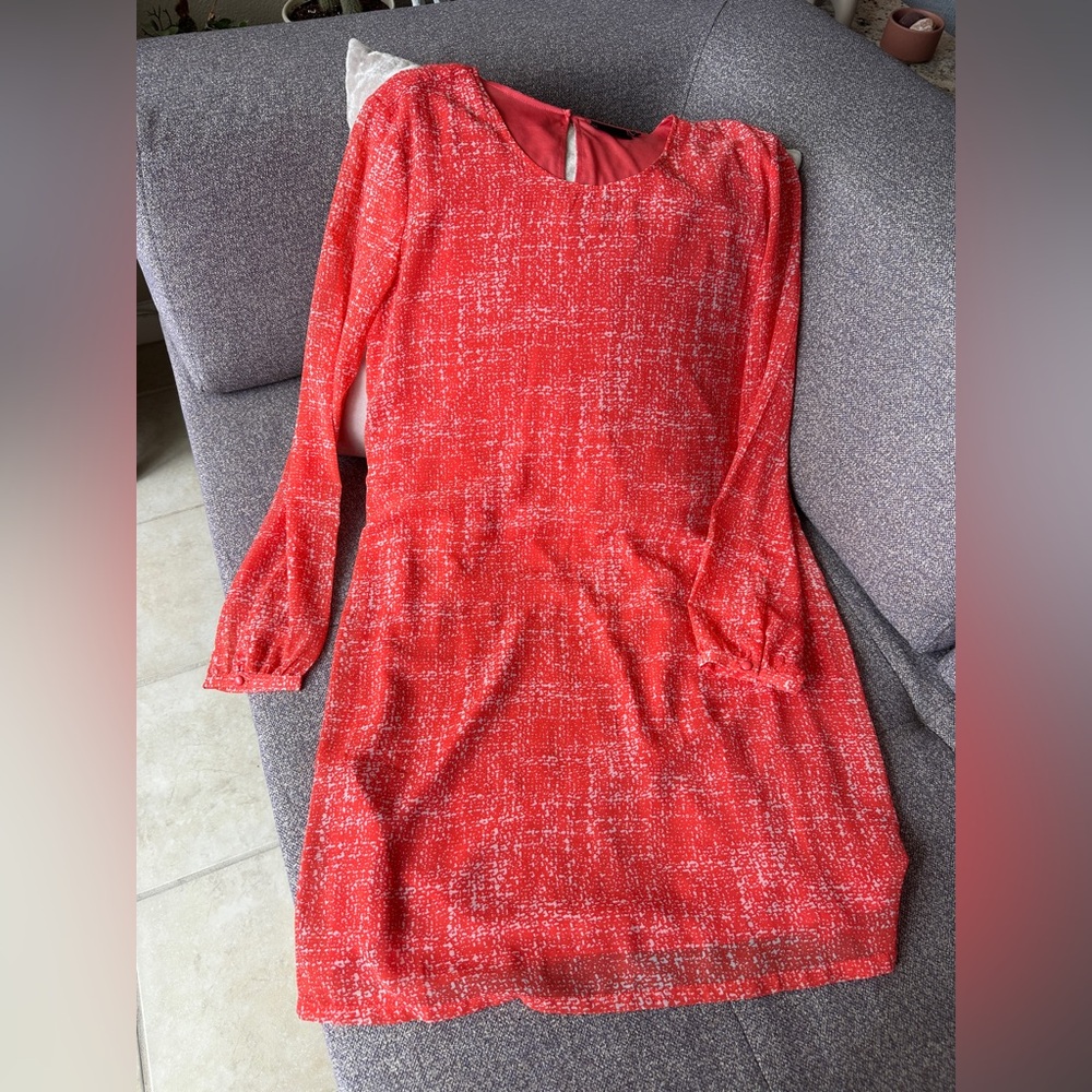 B. Young European Brand Coral Orange Mod Dress Sz 10 US/ Sz 42 EU in EUC